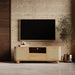 Una 2 Door Wooden TV Stand | Oak & Natural Cane