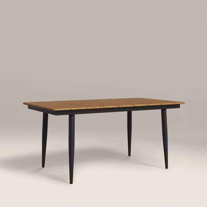 Lorenzo 6 Seat Rectangle Garden Dining Table | Oak & Black
