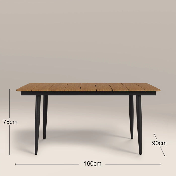 Lorenzo 6 Seat Rectangle Garden Dining Table | Oak & Black