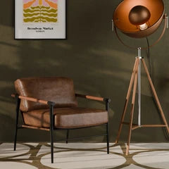 Barbican Armchair | Vintage Tan Faux Leather & Black