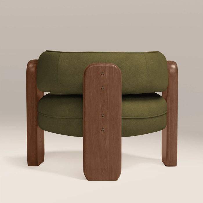 Porter Armchair Moss Green Sustainable Mohair Velvet & Walnut