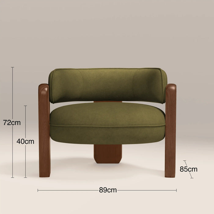 Porter Armchair Moss Green Sustainable Mohair Velvet & Walnut