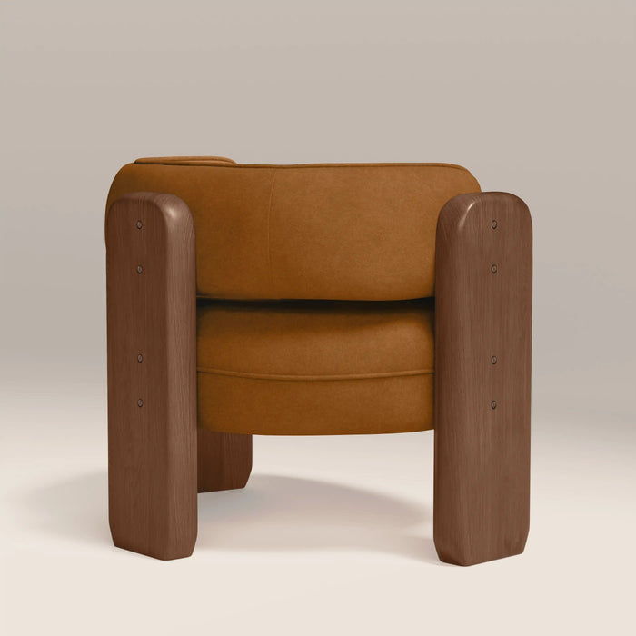 Porter Armchair Caramel Brown Sustainable Mohair Velvet & Walnut