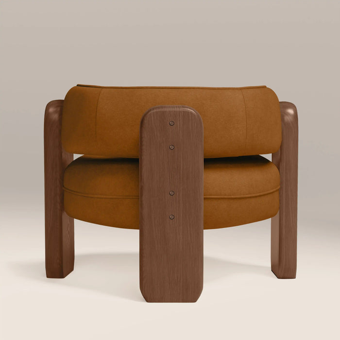 Porter Armchair Caramel Brown Sustainable Mohair Velvet & Walnut