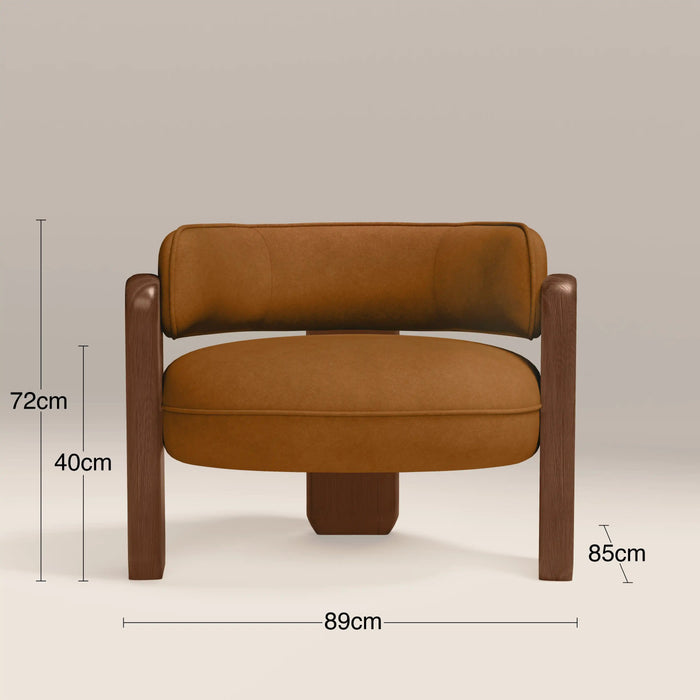 Porter Armchair Caramel Brown Sustainable Mohair Velvet & Walnut