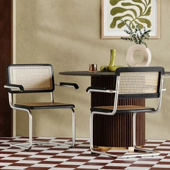 Kenton Carver Dining Chair | Black Weave & Chrome