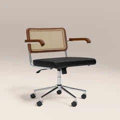 Kenton Office Chair | Vintage Black Faux Leather & Chrome
