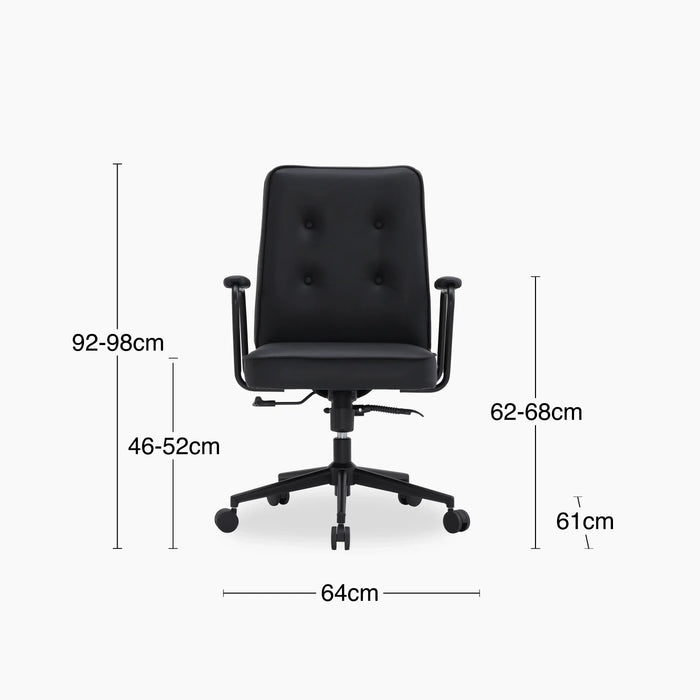Maize Office Chair Vintage Black Faux Leather & Black
