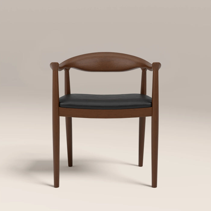 Luma Wooden Carver Dining Chair | Vintage Black Faux Leather & Walnut
