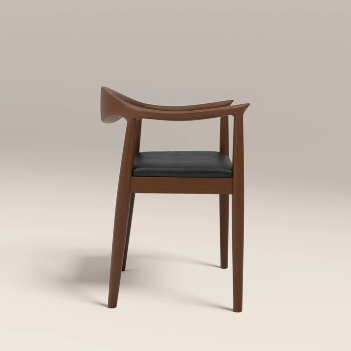 Luma Wooden Carver Dining Chair | Vintage Black Faux Leather & Walnut