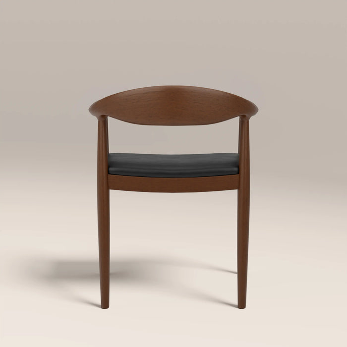 Luma Wooden Carver Dining Chair | Vintage Black Faux Leather & Walnut