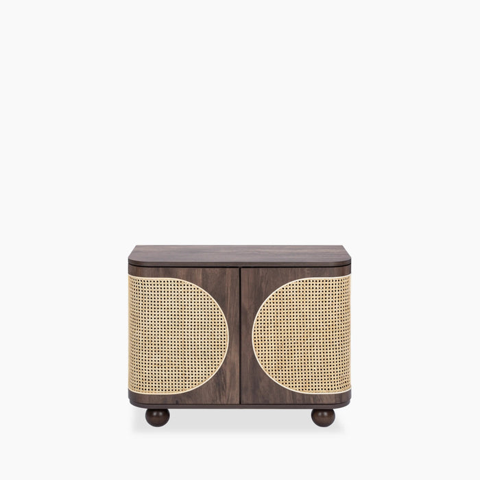 Una 2 Door Wooden Sideboard Walnut & Natural Cane