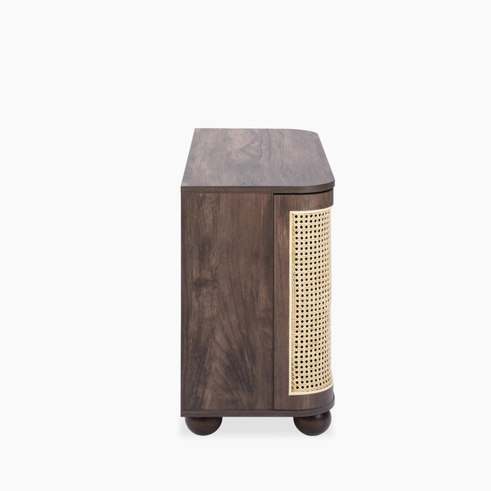 Una 2 Door Wooden Sideboard Walnut & Natural Cane