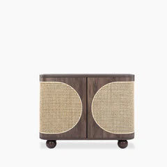 Una 2 Door Wooden Sideboard | Walnut & Natural Cane