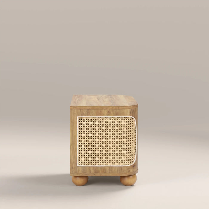 Una Square Wooden Side Table Oak & Cane