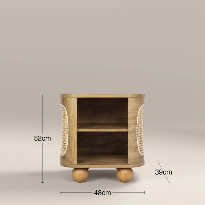 Una Square Wooden Side Table Oak & Cane