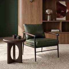 Barbican Armchair | Vintage Green Faux Leather & Black