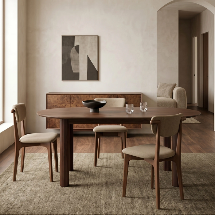 Skylar 6 Seat Oval Wooden Dining Table Smoked Walnut