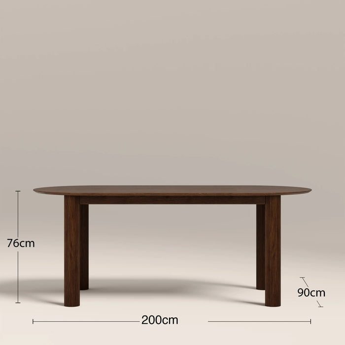 Skylar 6 Seat Oval Wooden Dining Table Smoked Walnut
