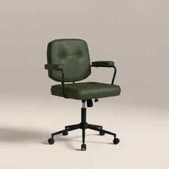 Paige Office Chair | Vintage Green Faux Leather & Black