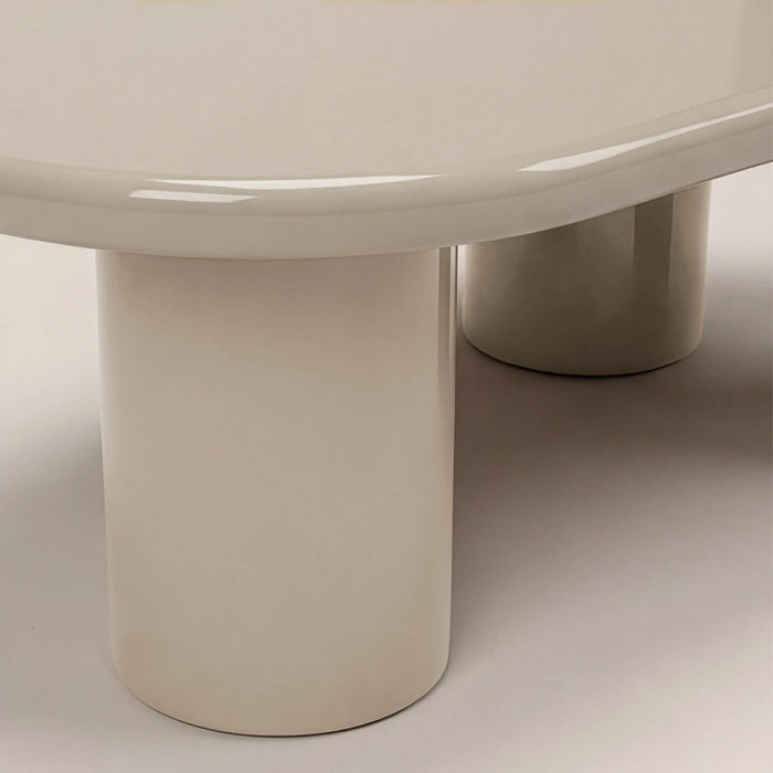 Modica Curved Coffee Table High Gloss Soft Ecru