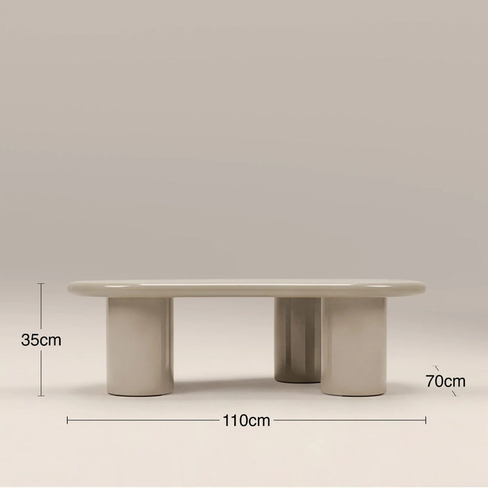 Modica Curved Coffee Table High Gloss Soft Ecru