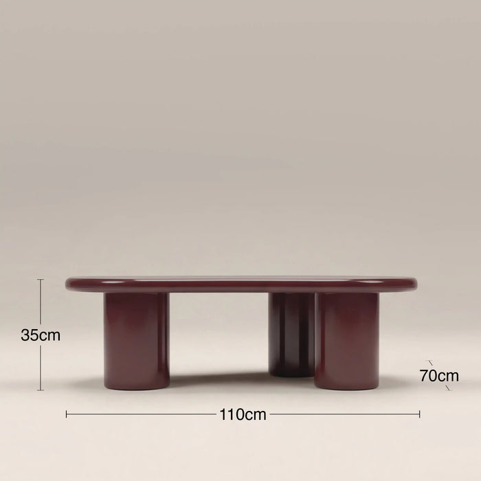 Modica Curved Coffee Table High Gloss Cherry Red