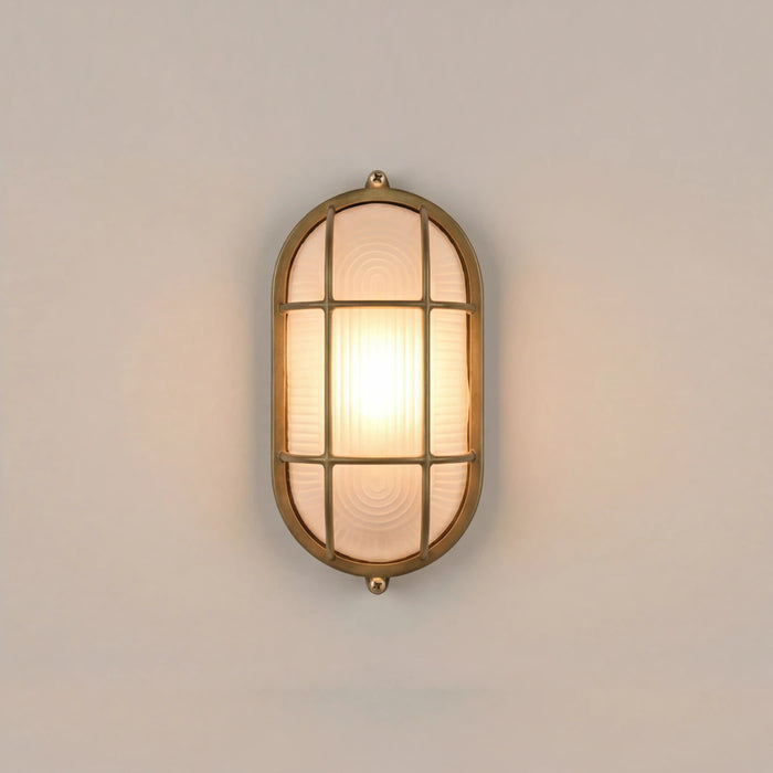 Parker Wall Light Ribbed Glass & Antique Brass