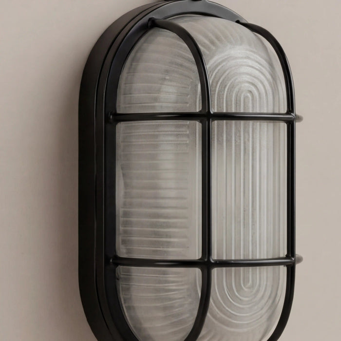 Parker Wall Light Ribbed Glass & Black