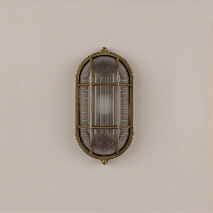 Parker Wall Light Ribbed Glass & Antique Brass