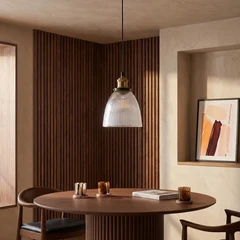 Keaton Pendant Light | Ribbed Glass & Antique Brass