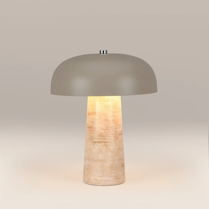 Albany Table Lamp Taupe & Natural Travertine
