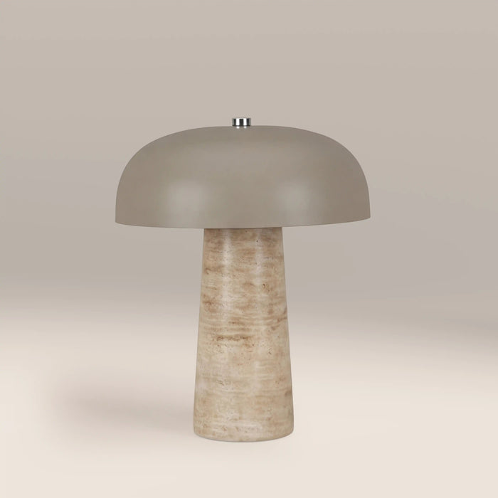 Albany Table Lamp Taupe & Natural Travertine