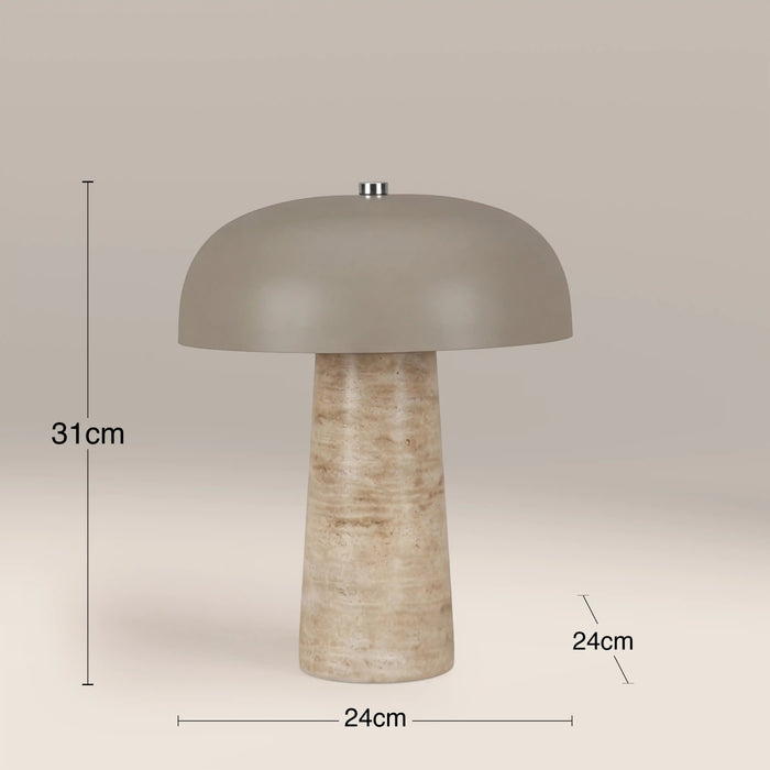 Albany Table Lamp Taupe & Natural Travertine