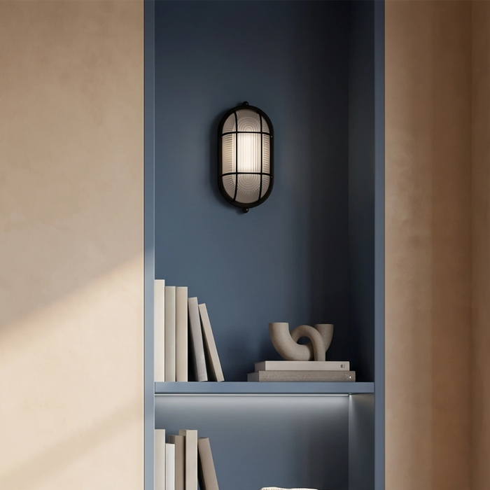 Parker Wall Light Ribbed Glass & Black