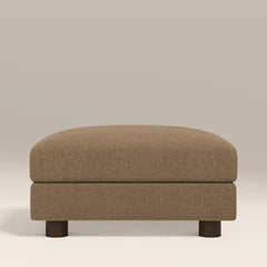 Halton Footstool | Speckled Cappuccino Boucle & Walnut