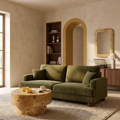 Nola 3 Seater Sofa | Moss Green Sustainable Mohair Velvet