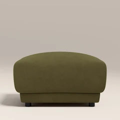 Cloud Footstool | Moss Green Sustainable Mohair Velvet