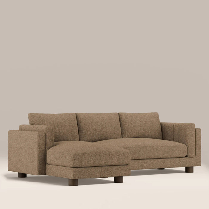 Halton Left Hand 3 Seater Chaise Sofa Speckled Cappuccino Boucle