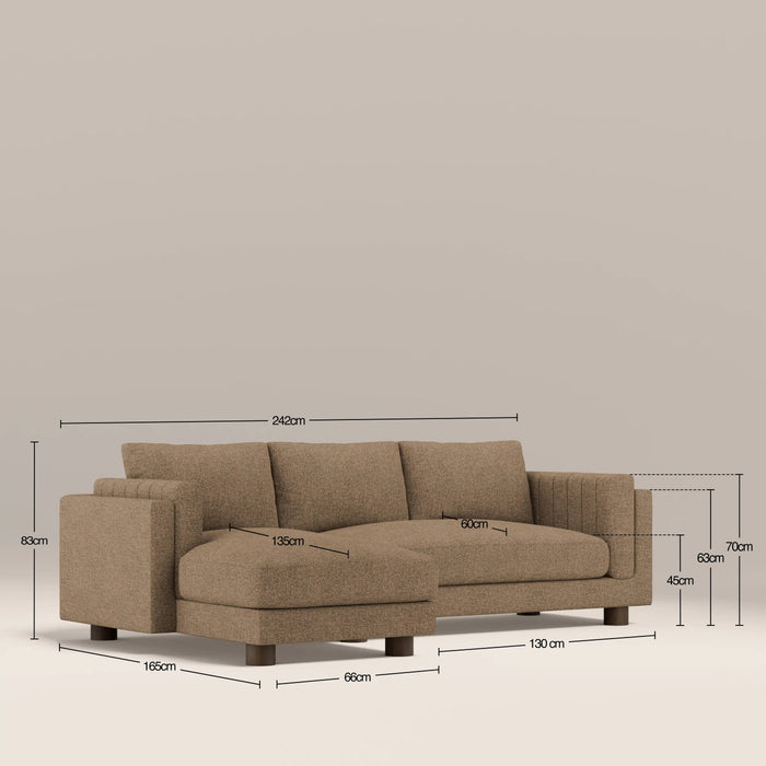Halton Left Hand 3 Seater Chaise Sofa Speckled Cappuccino Boucle