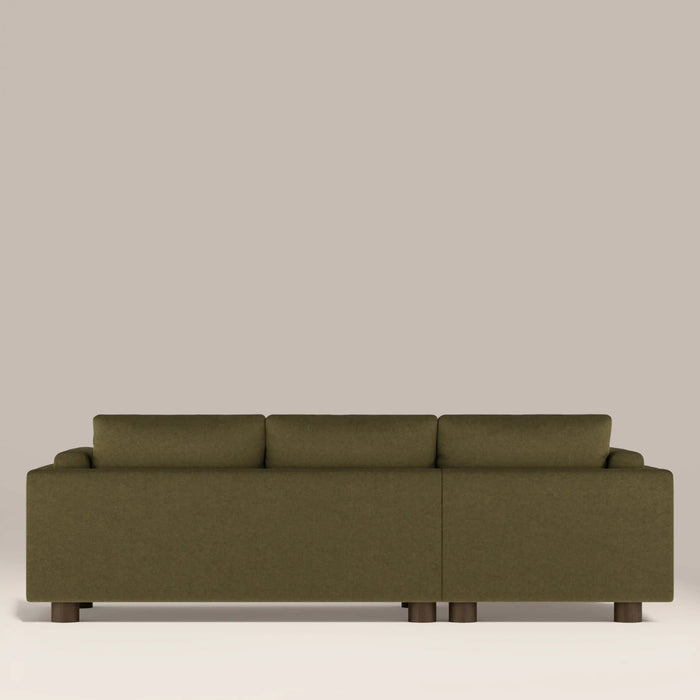 Halton Left Hand 3 Seater Chaise Sofa Moss Green Sustainable Mohair Velvet