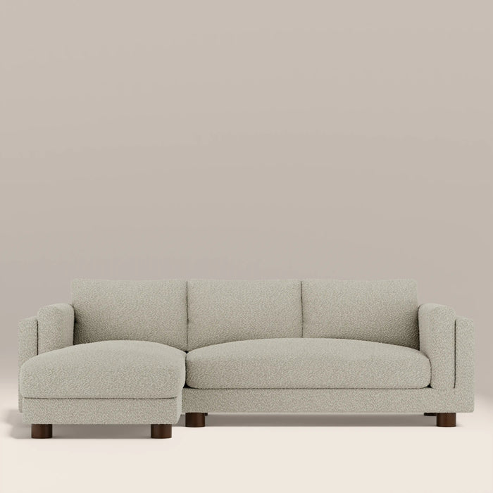 Halton Left Hand 3 Seater Chaise Sofa Speckled Stone Sustainable Boucle