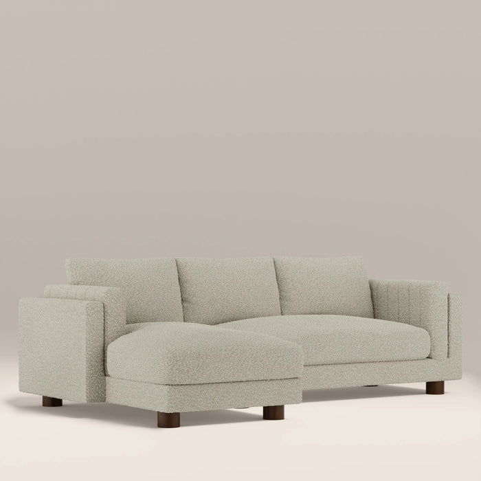 Halton Left Hand 3 Seater Chaise Sofa Speckled Stone Sustainable Boucle