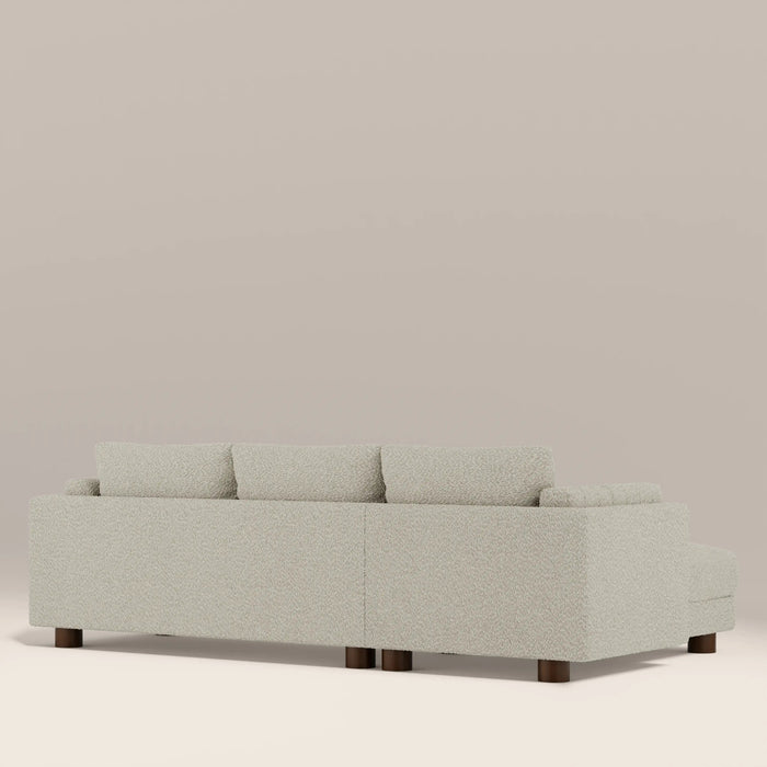 Halton Left Hand 3 Seater Chaise Sofa Speckled Stone Sustainable Boucle