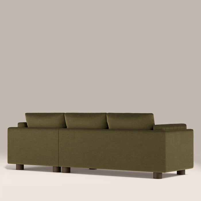 Halton Right Hand 3 Seater Chaise Sofa Moss Green Sustainable Mohair Velvet