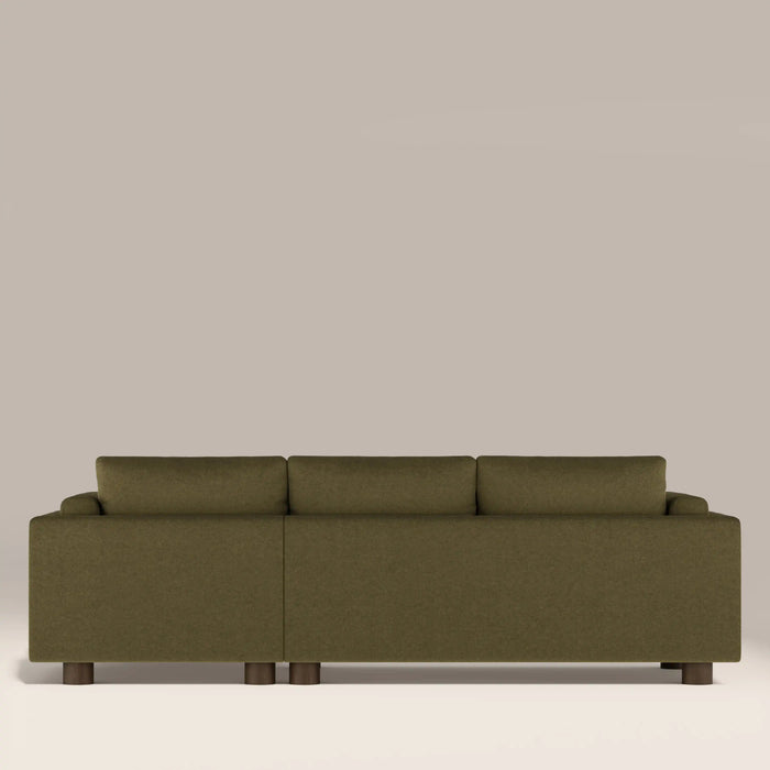 Halton Right Hand 3 Seater Chaise Sofa Moss Green Sustainable Mohair Velvet