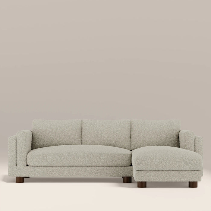 Halton Right Hand 3 Seater Chaise Sofa Speckled Stone Sustainable Boucle