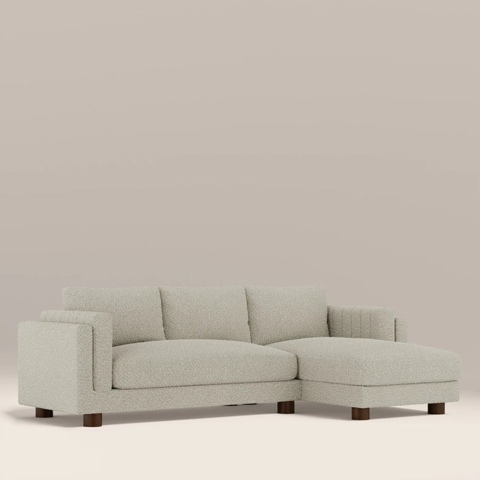 Halton Right Hand 3 Seater Chaise Sofa Speckled Stone Sustainable Boucle