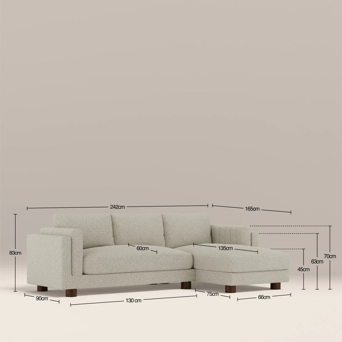 Halton Right Hand 3 Seater Chaise Sofa Speckled Stone Sustainable Boucle
