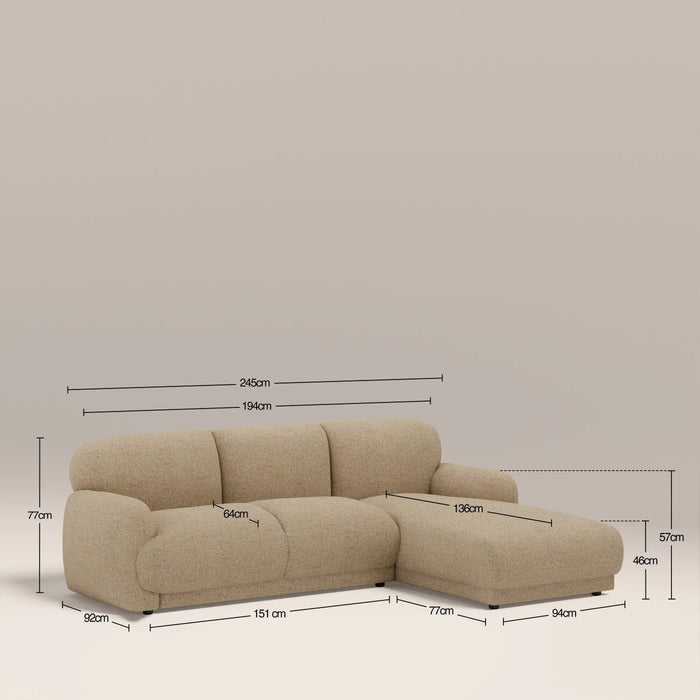 Cloud Right Hand 3 Seater Chaise Sofa Speckled Latte Boucle